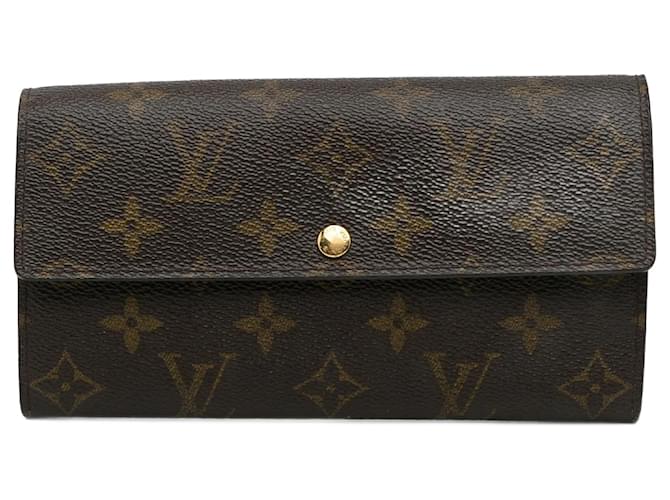 Portafoglio lungo Sarah con monogramma marrone Louis Vuitton Tela  ref.1243293