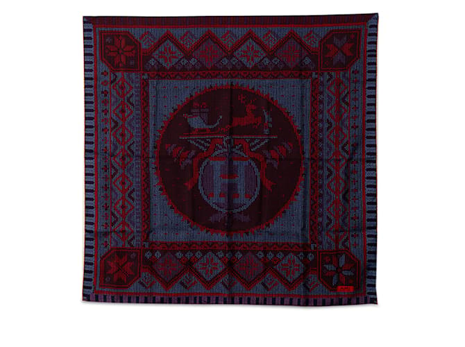Hermès Lenços de seda vermelhos Hermes Au Coin Du Feu  ref.1243296