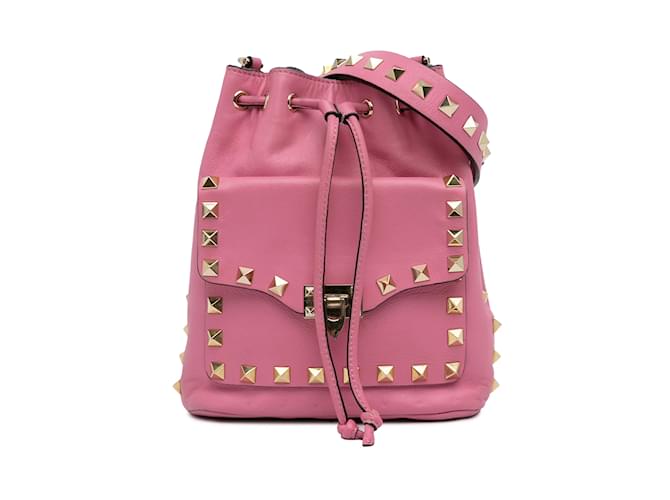 Pink Valentino Rockstud Bucket Bag Leather  ref.1243300