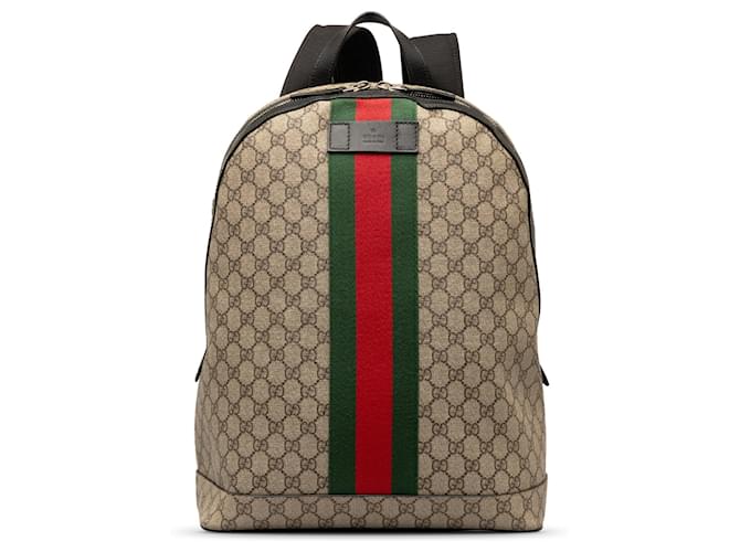 Brown Gucci GG Supreme Web Backpack Leather  ref.1243308