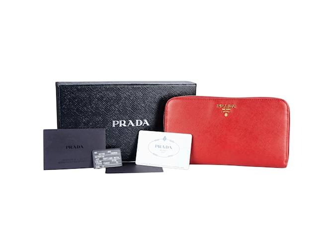 Louis Vuitton Prada Red Saffiano Leather Long Wallet  ref.1243339
