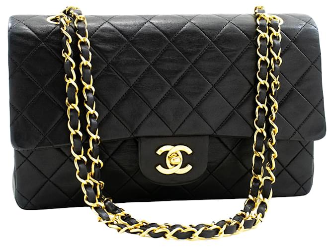 Classique Chanel Double Flap Cuir Noir  ref.1243498
