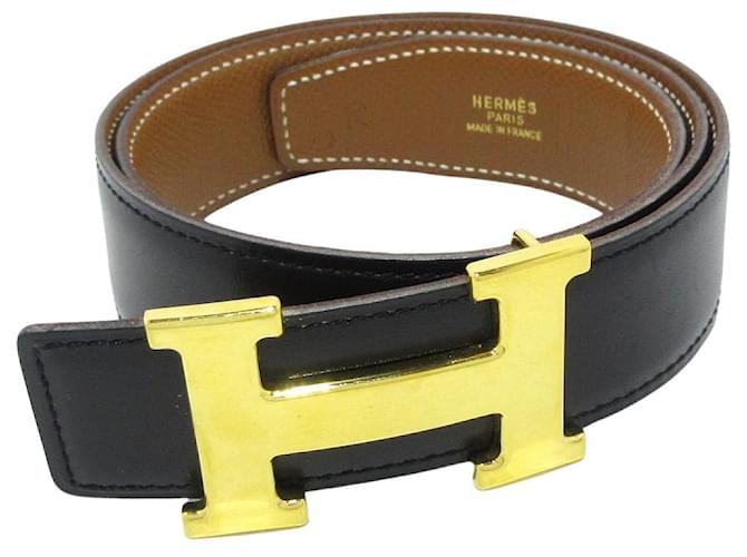 Hermès Hermes H Schwarz Leder  ref.1243528