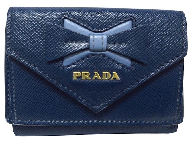 Prada Ribbon Navy blue Leather  ref.1243557