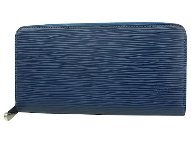 Carteira Louis Vuitton Zippy Azul Couro  ref.1243575