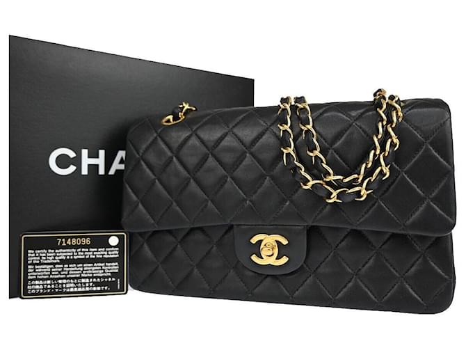 Classique Chanel Double Flap Cuir Noir  ref.1243972