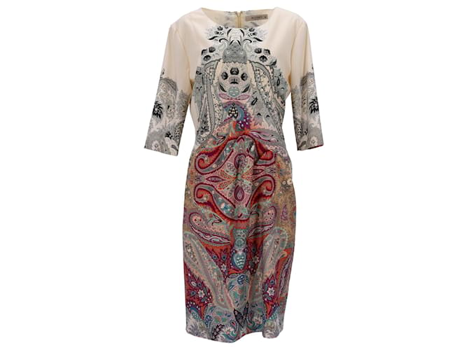 Etro Paisley-Print Knee-Length Dress in Multicolor Virgin Wool Multiple colors  ref.1244023