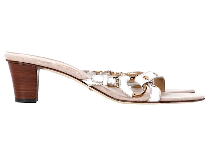 Dolce & Gabbana Sandales mules cloutées en cuir blanc  ref.1244024