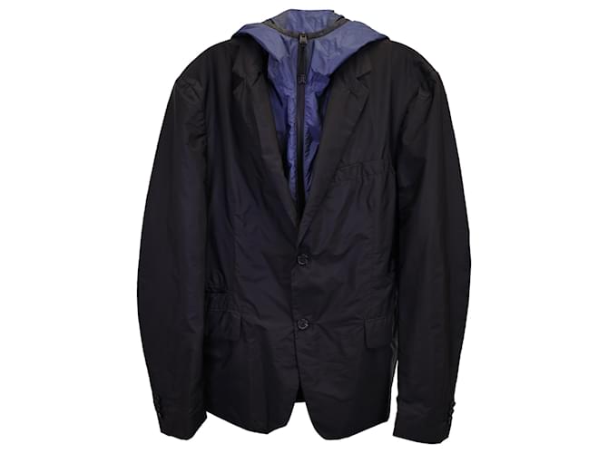Prada Blazer-Style Hoodie Jacket in Black Polyamide Nylon  ref.1244027