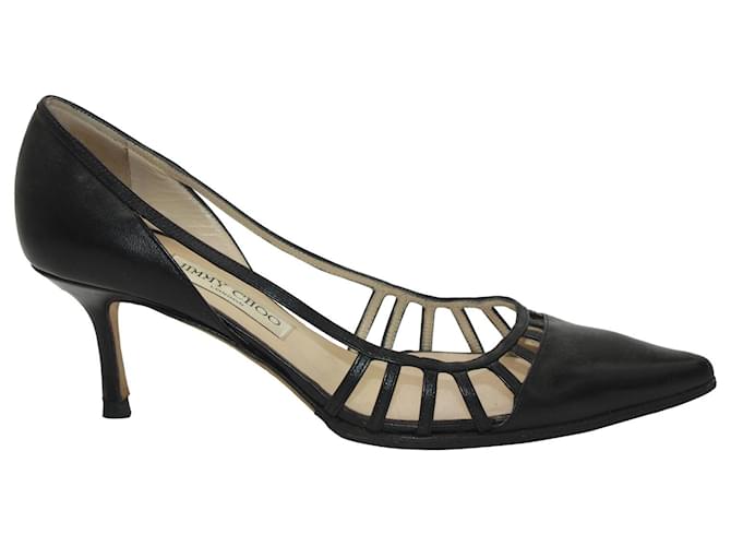 Jimmy Choo Cut-Out Delilah Pumps in Black Leather  ref.1244029