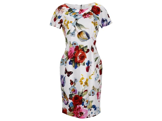 Dolce & Gabbana Blumen-Etuikleid aus mehrfarbiger Baumwolle Mehrfarben  ref.1244043