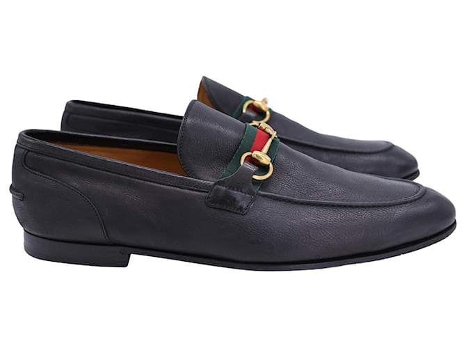 Gucci Web Horsebit Loafers aus schwarzem Leder  ref.1244046