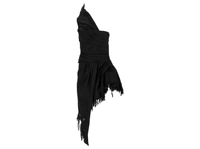 Alexander Wang Ruched One Shoulder Denim Dress in Black Cotton  ref.1244052