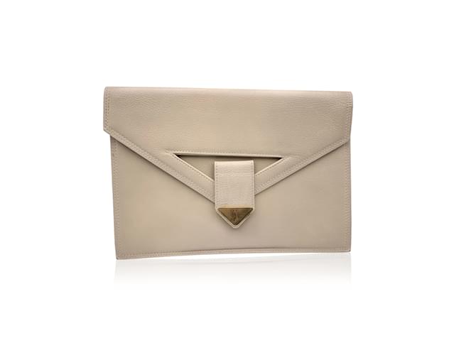 Yves Saint Laurent Vintage Beige Leather Clutch Bag Handbag  ref.1244060