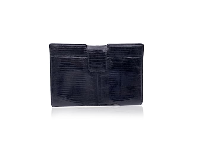 Yves Saint Laurent Vintage Black Leather Clutch Pochette Handbag  ref.1244061