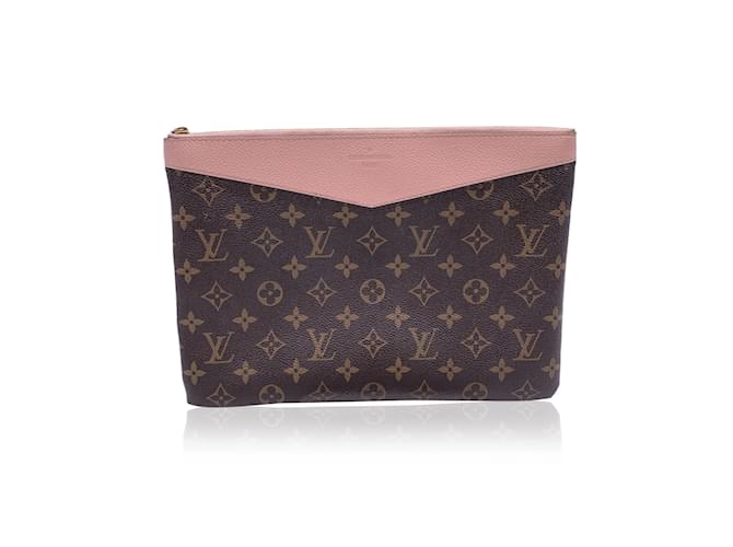 Louis Vuitton Pink Monogram Canvas Daily Pouch Pochette Clutch Bag Brown Cloth  ref.1244062