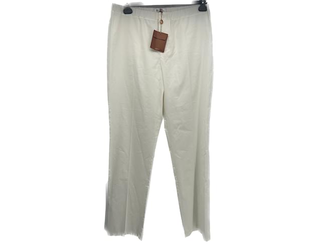 LORO PIANA Pantalon T. ca 46 cotton Coton Blanc  ref.1244127