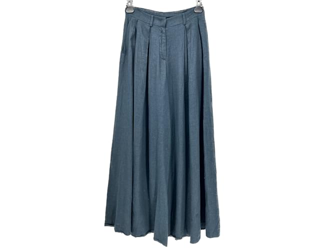Ballantynes BALLANTYNE  Trousers T.fr 40 Linen Blue  ref.1244167