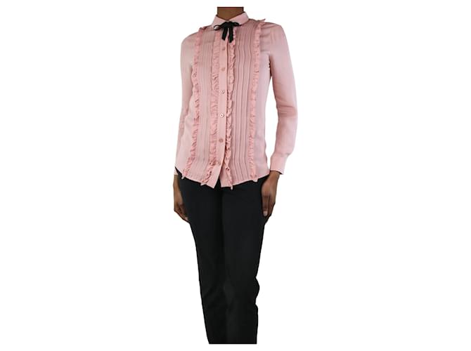 Gucci Pink silk ruffled shirt - size UK 6  ref.1244220