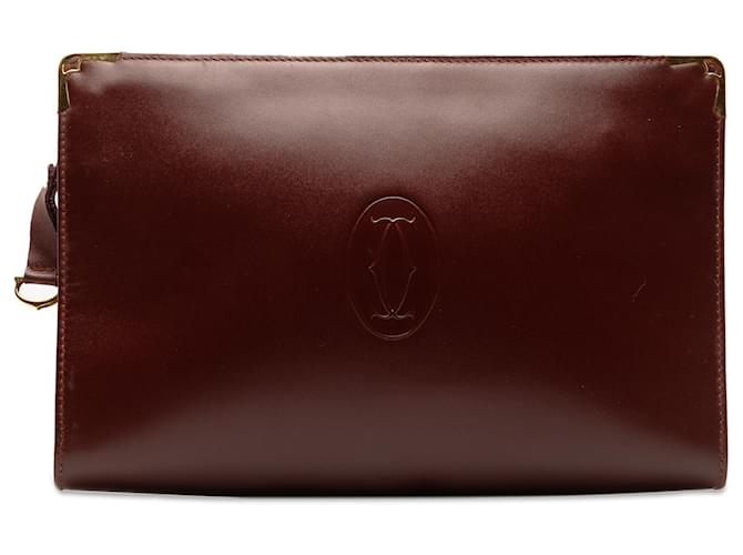 Cartier Red Must de Cartier Clutch Bag Leather Pony-style calfskin  ref.1244374