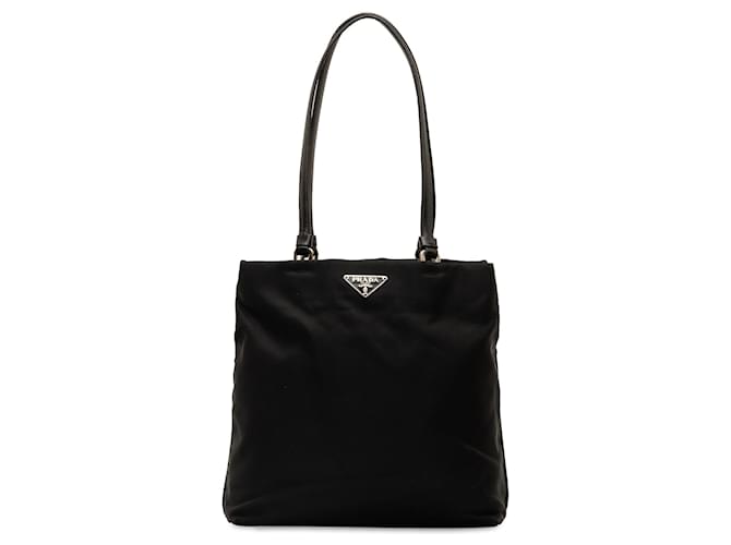 Prada Black Tessuto Handbag Negro Cuero Becerro Nylon Paño  ref.1244400