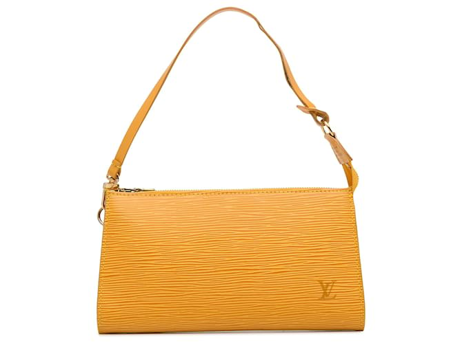 Accesorios de Louis Vuitton Yellow Epi Pochette Amarillo Cuero  ref.1244417
