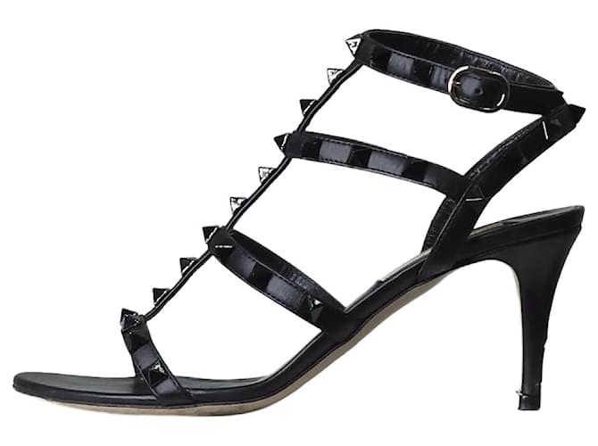 Valentino Black rockstud high-heel leather sandals - size EU 35  ref.1244483