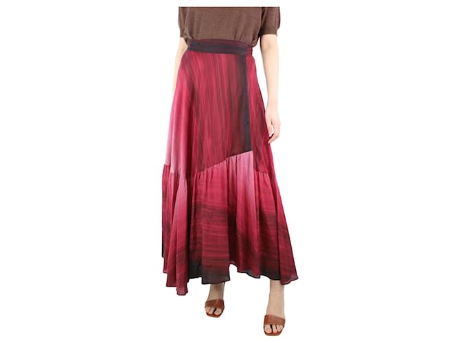 Autre Marque Red tiered wrap midi skirt - size S  ref.1244503