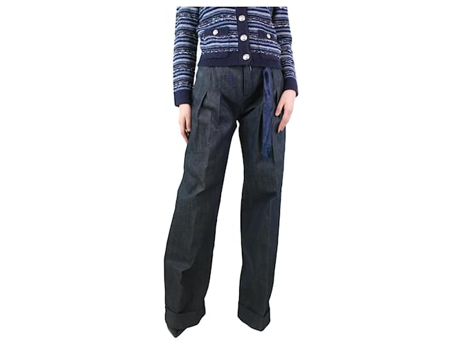 Evisu Dunkelblaue Jeans mit Gürtel – Größe UK 12 Baumwolle  ref.1244509
