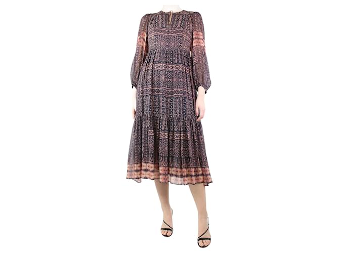 Ulla Johnson Brown printed tiered midi dress - size UK 10  ref.1244514