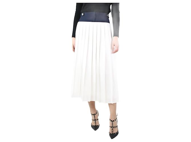 Autre Marque White pleated satin midi skirt - size UK 10 Polyester  ref.1244515