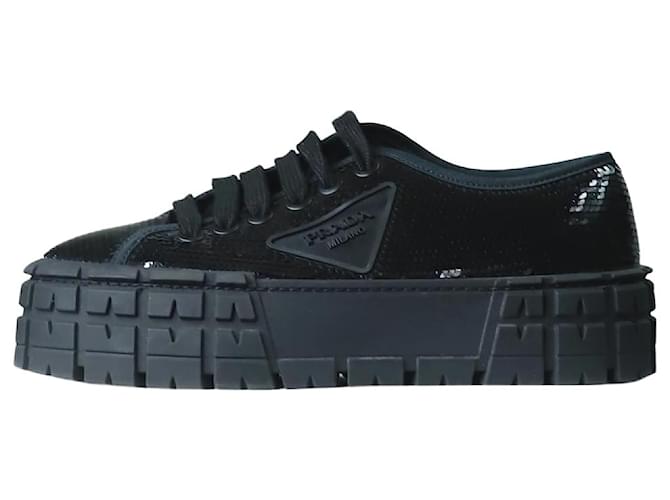 Double Prada Zapatillas deportivas con ruedas forradas en negro - talla UE 37 Goma  ref.1244516