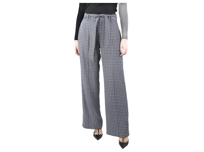 Autre Marque Blue belted pattern trousers - size UK 10 Polyester  ref.1244518