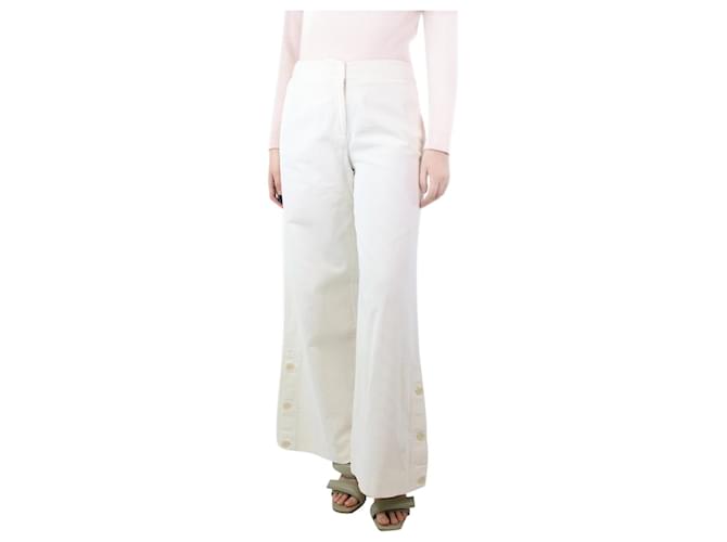 Autre Marque White corduroy wide-leg trousers - size UK 10 Cotton  ref.1244519