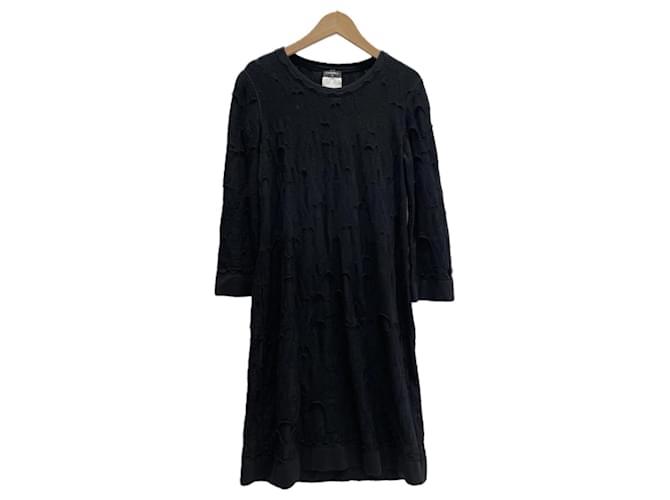 Chanel Supermarket Collection im angesagten Vintage-Look-Kleid Marineblau Wolle  ref.1244531