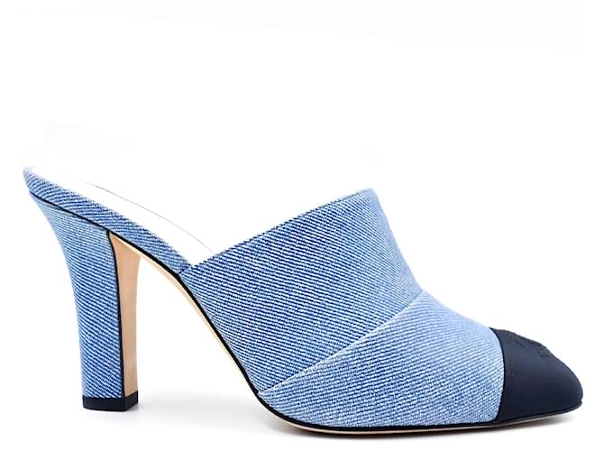 Chanel Mules Blue Leather  ref.1244562