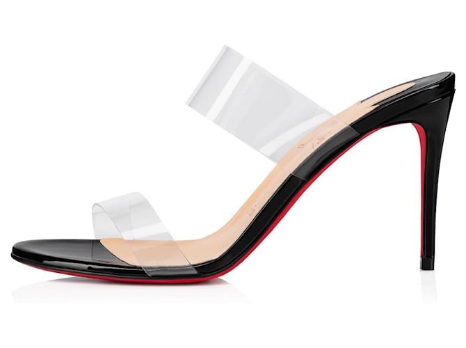 Christian Louboutin Just Nothing 85 mm Sandals - PVC and patent calf - Black - Women Red Varnish  ref.1244584