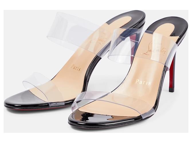 Christian Louboutin Just Nothing 85 mm Sandals - PVC and patent calf - Black - Women Red Varnish  ref.1244586