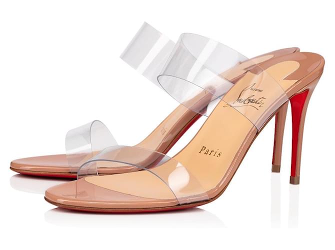 Christian Louboutin Just Nothing 85 mm Sandals - PVC and patent calf - Blush - Women Beige Varnish  ref.1244592