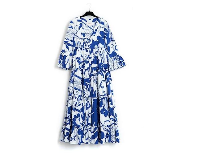 Autre Marque La Double J maxi white blue cotton dress FR40  ref.1244602
