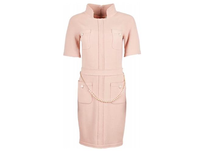 Chanel Pearl Belt Runway Tweed Dress Peach  ref.1244605