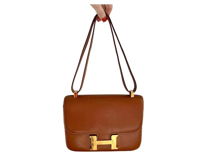 Hermès Hermes Constance - Gold on Gold Light brown Caramel Camel Leather  ref.1244608