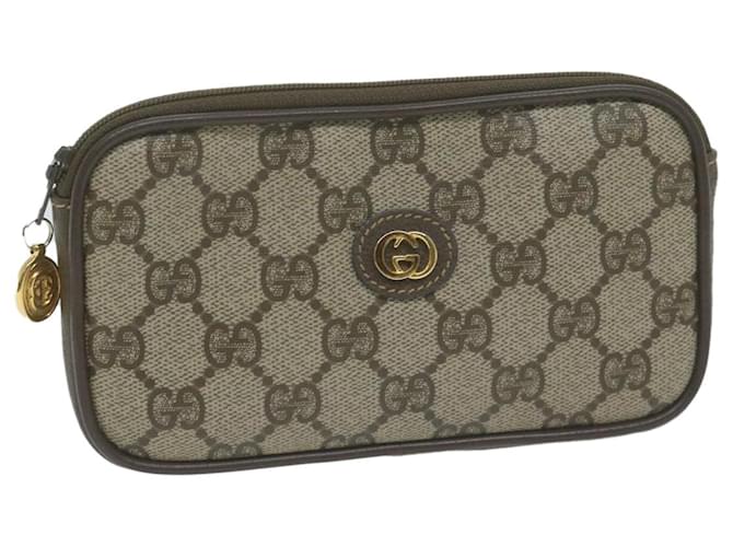 GUCCI GG Supreme Pouch PVC Leather Beige 039 084 0906 Auth yk10591  ref.1244669