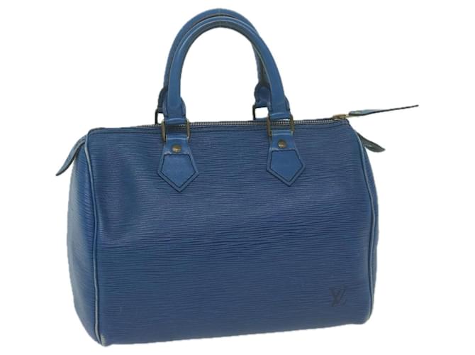 Louis Vuitton Epi Speedy 25 Bolsa de Mão Azul Toledo M43015 Autenticação de LV 65144 Couro  ref.1244670