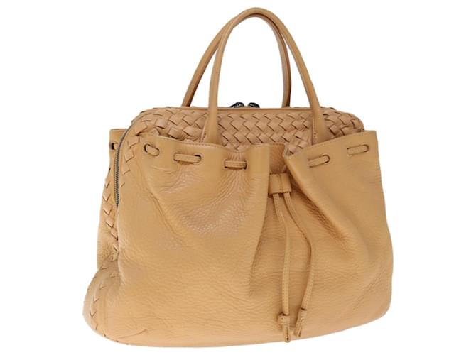 Autre Marque BOTTEGAVENETA INTRECCIATO Hand Bag Leather Beige Auth yk10429  ref.1244720