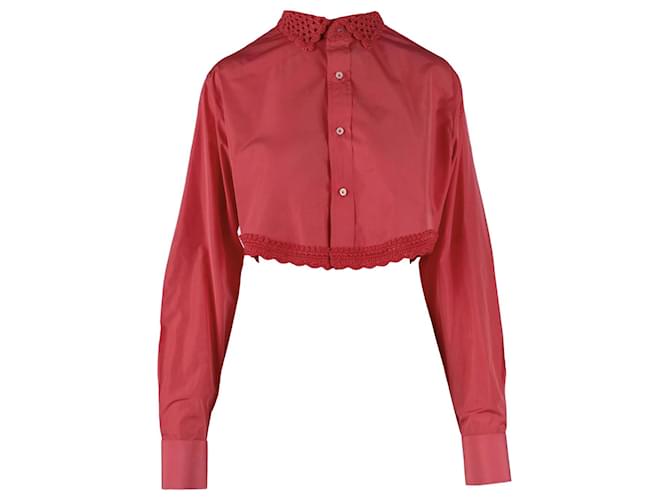 Autre Marque Rubino Gaeta Crochet Collar Crop Shirt Pink  ref.1244762