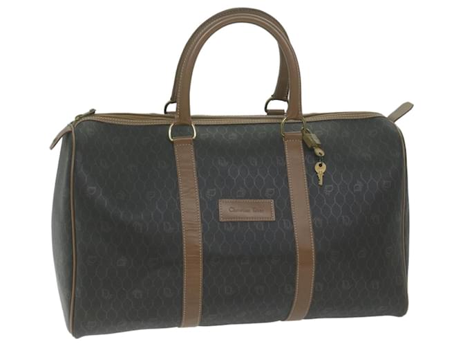 Christian Dior Honeycomb Canvas Boston Bag PVC Leather Black Auth 65307  ref.1244785