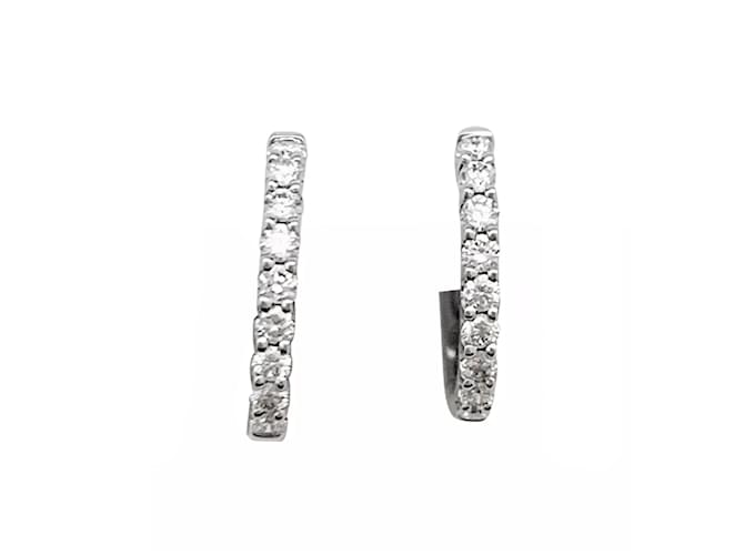 inconnue Pair of small white gold hoops, diamants.  ref.1244804