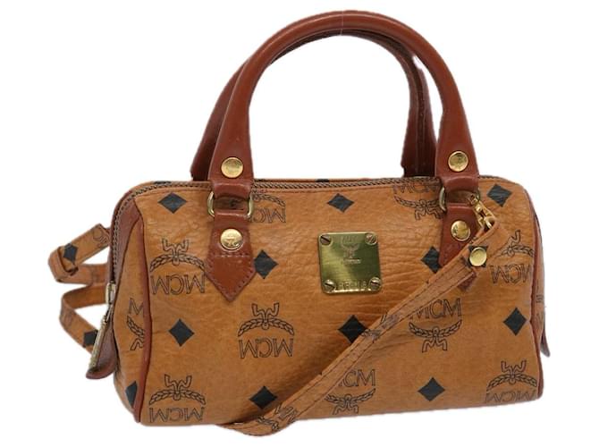 MCM Vicetos Logogram Hand Bag PVC Leather 2way Brown Auth yk10423  ref.1244814