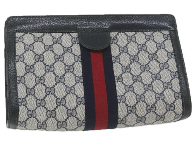 GUCCI GG Supreme Sherry Line Clutch Bag PVC Red Navy 64 014 2125 28 Auth am5646 Navy blue  ref.1244824